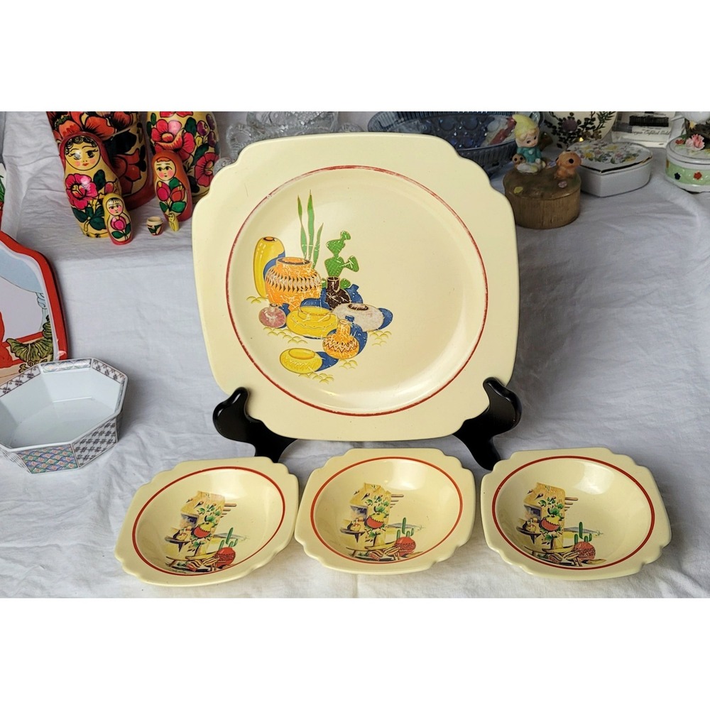 Homer Laughlin Mexicana Set of 1 Plate‎ and 3 Bowls